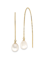 Jill Alberts Teardrop Fresh Water Cultured Pearl Threader Earrings