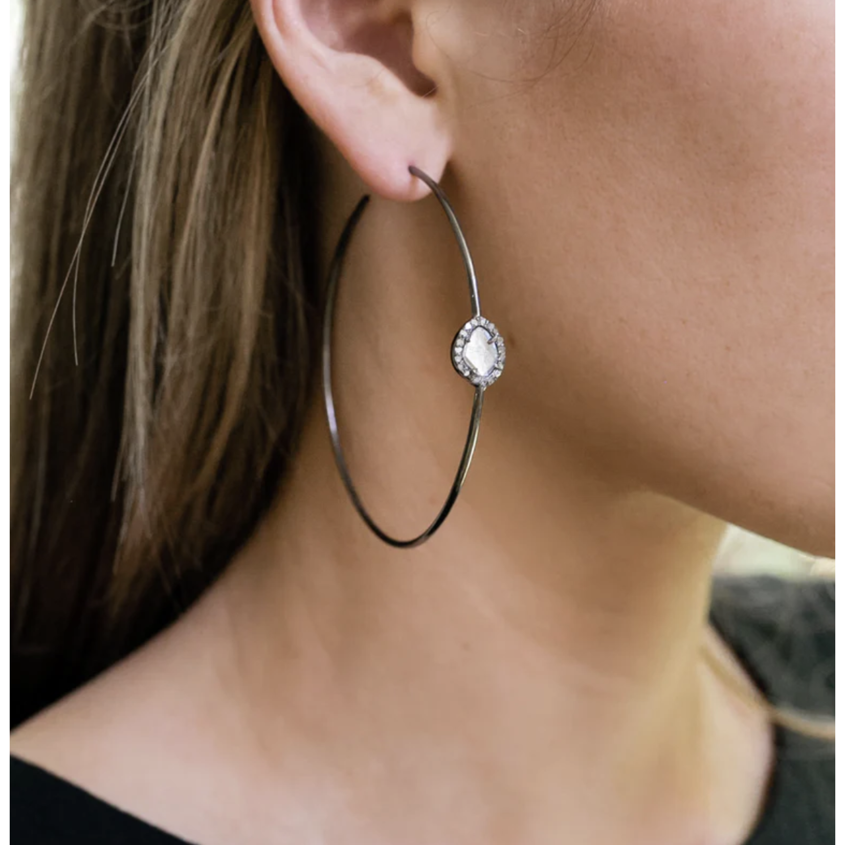 S. Carter Designs Large Sliced Diamond Hoops