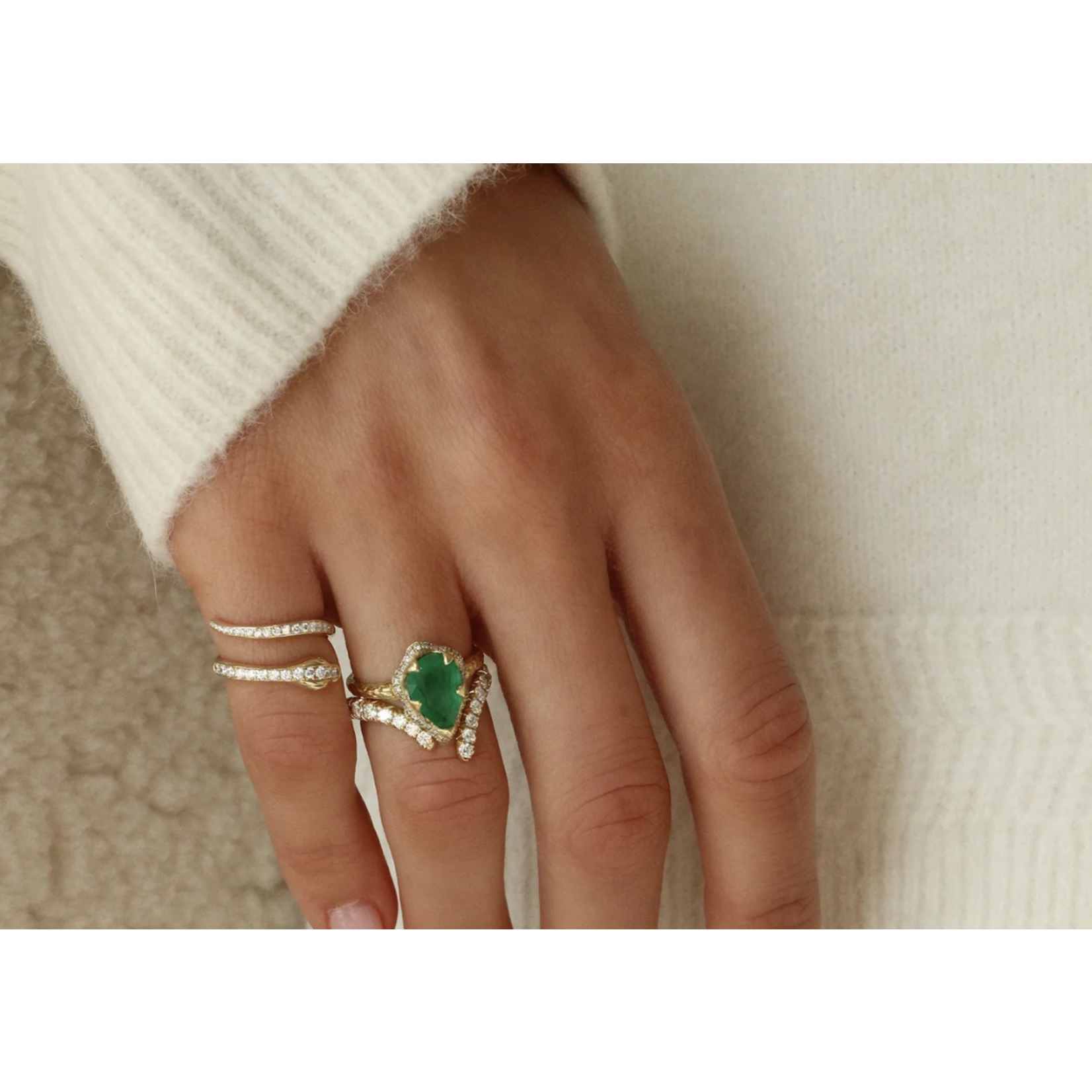Logan Hollowell French Pavé Diamond Tusk Ring
