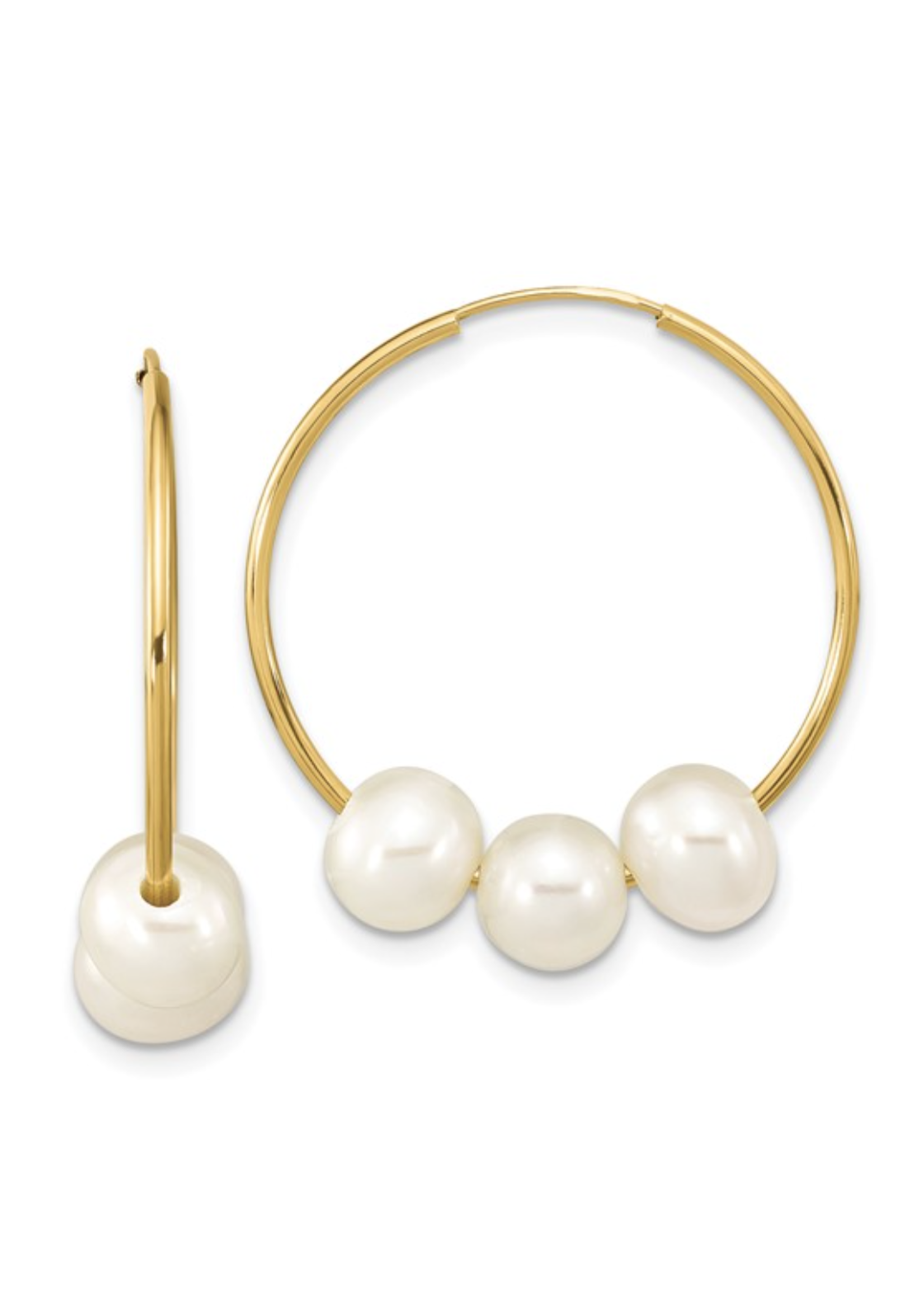 Jill Alberts White Freshwater Cultured Pearl Hoop Dangle Earrings