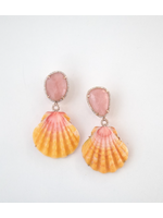 Jill Alberts Pink Opal & Hawaiian Sunrise Shells  Earrings