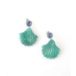 Jill Alberts Lapis & Laguna Agate Sea Shell Earrings