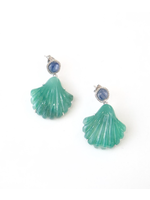 Jill Alberts Lapis & Laguna Agate Sea Shell Earrings