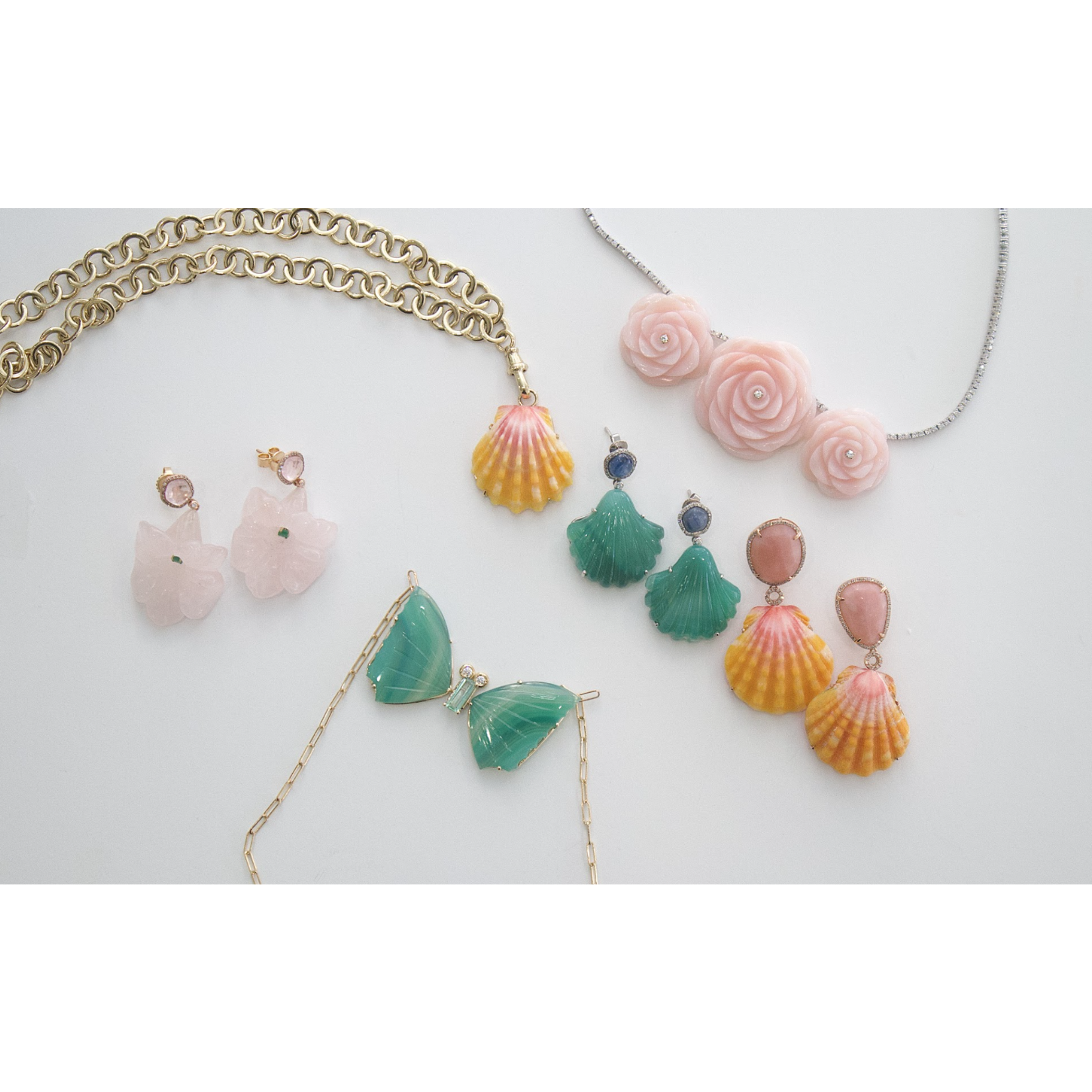 Jill Alberts Lapis & Laguna Agate Sea Shell Earrings
