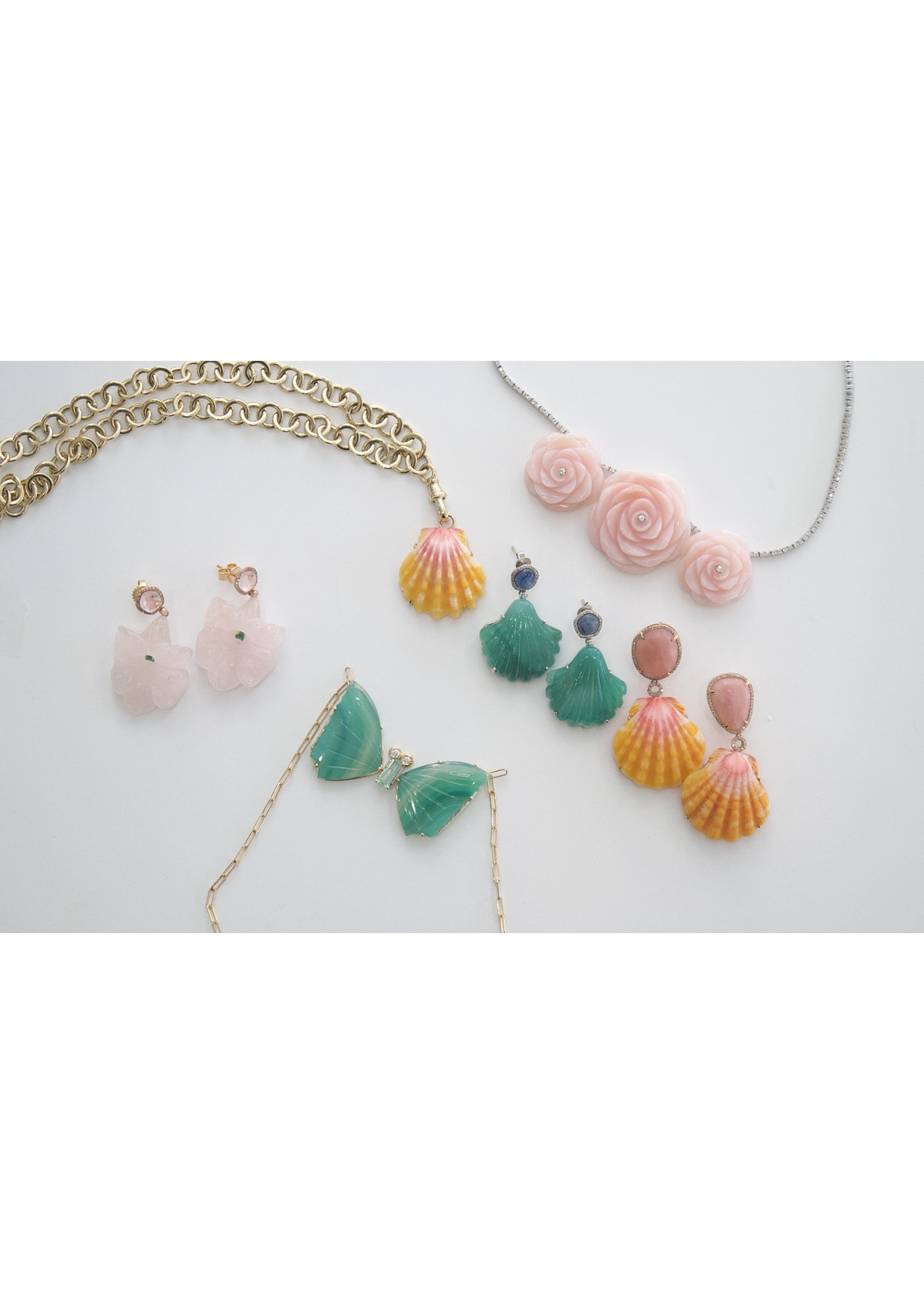 Jill Alberts Lapis & Laguna Agate Sea Shell Earrings