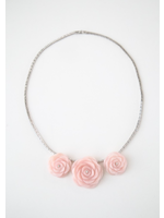 Jill Alberts Pink Opal Flowers on Diamond Necklace