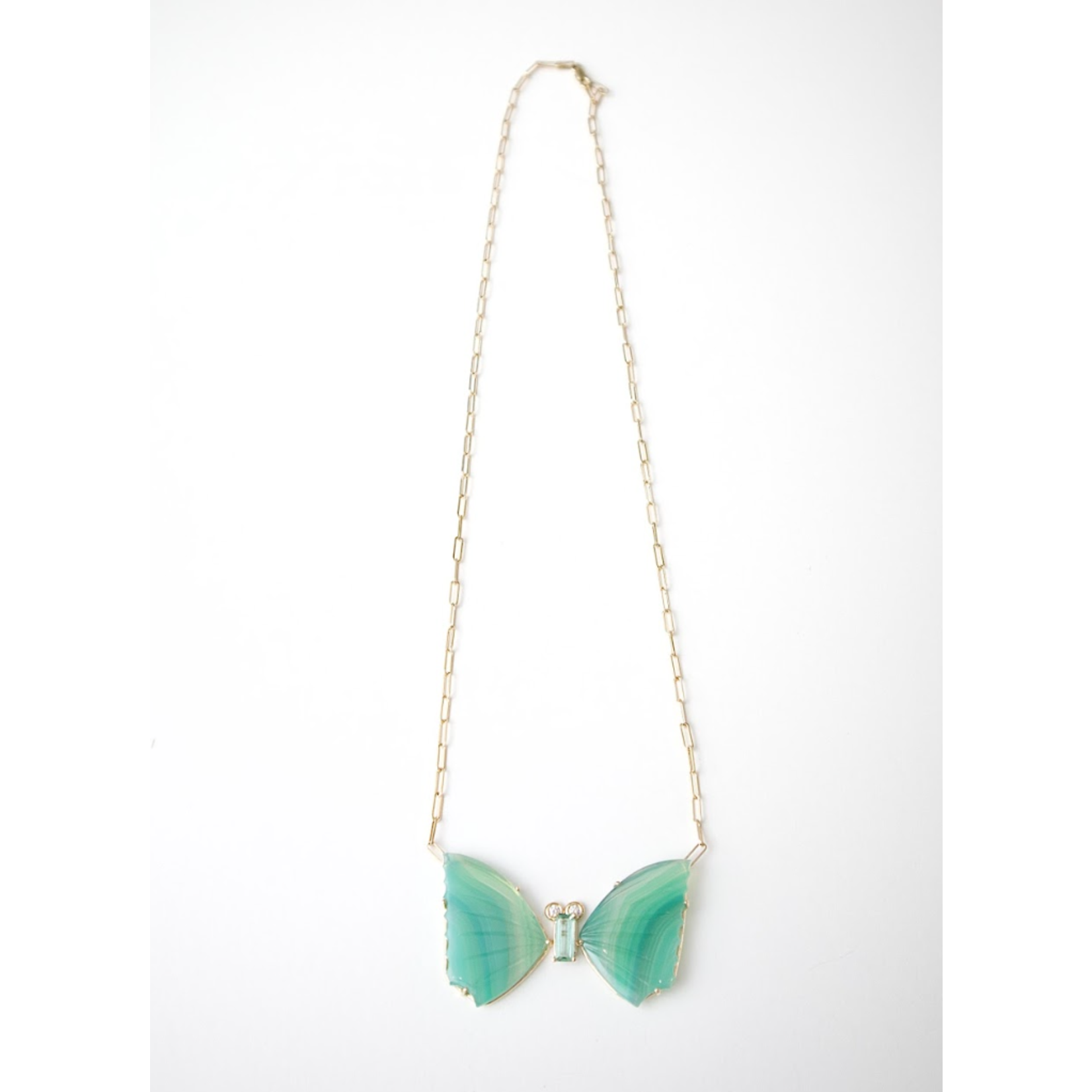 Jill Alberts Natural Laguna Agate Butterfly on Link Chain