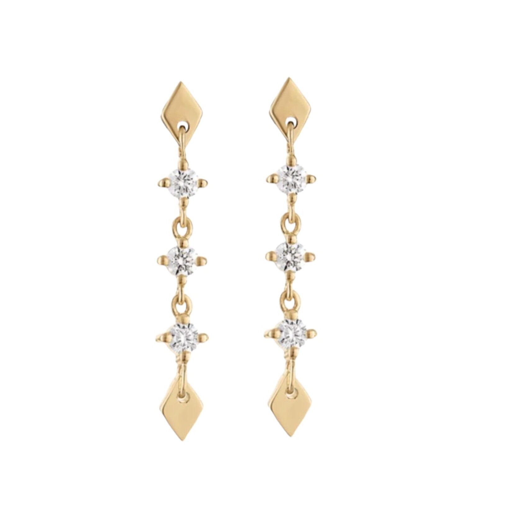 Eden Presley Three Diamond Shine Stud Earrings