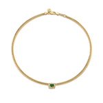 Logan Hollowell Micro Queen Emerald Cuban Choker Sprinkled Pave Halo