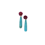 Jill Alberts Ruby Flower Earrings with Yellow Tourmaline & Turquoise