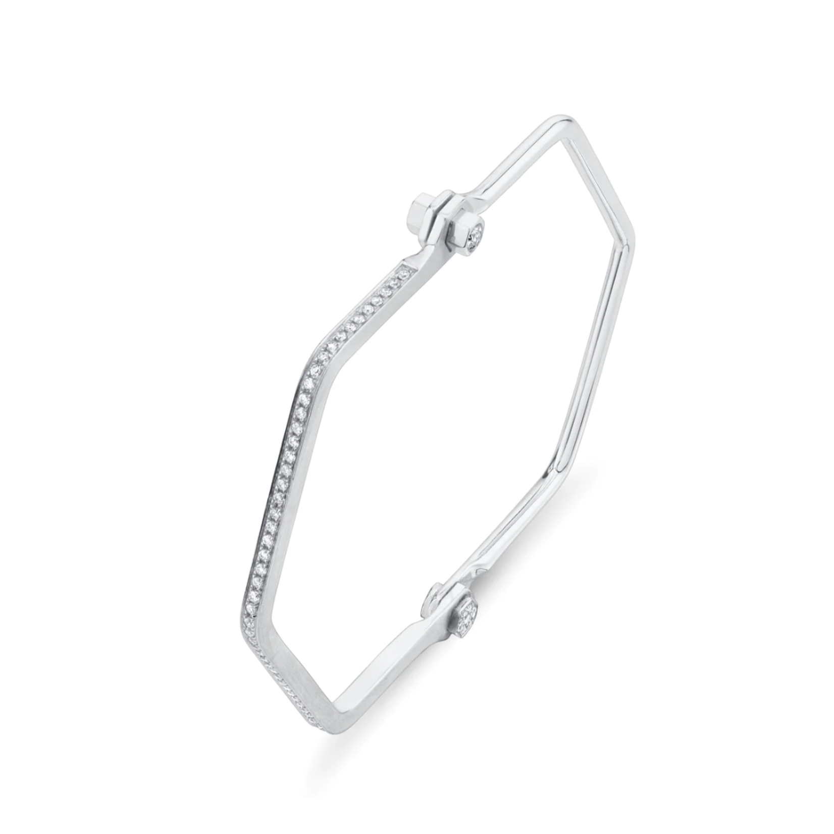 White Gold Pave Skinny Hexagon Handcuff