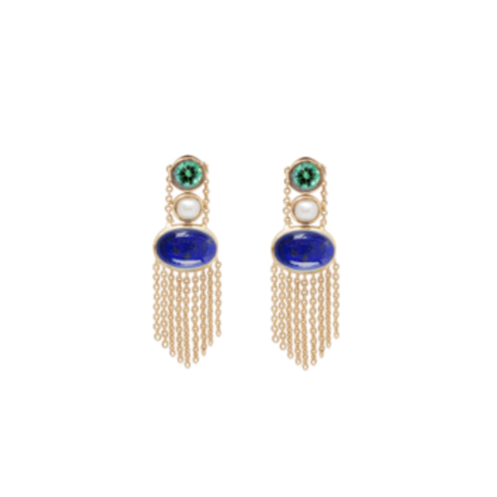 Unhada Rail 3 Stone Oval Earrings