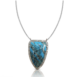 S. Carter Designs Silver Turquoise Shield Necklace 2