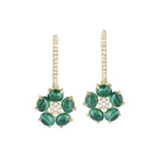 Liza Beth Malachite Flower on Pave Huggies