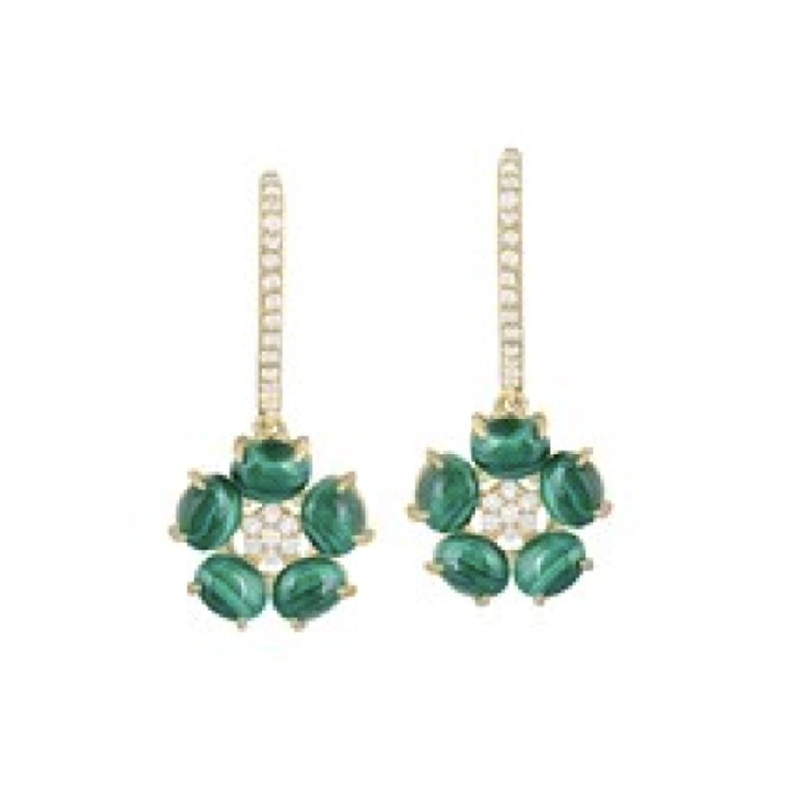 Liza Beth Malachite Flower on Pave Huggies