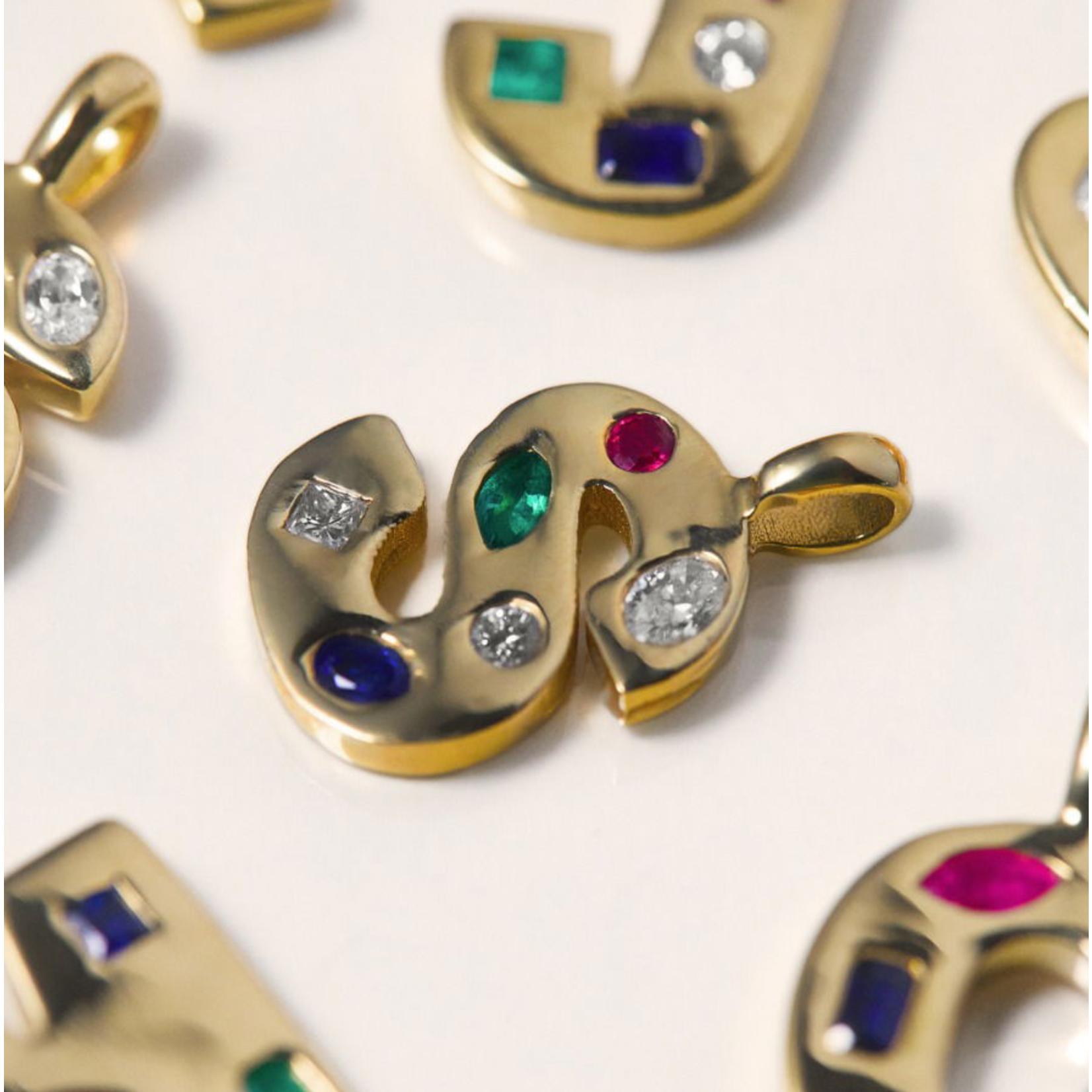 Silent Opus Mosaic Initial Necklace with Gemstones