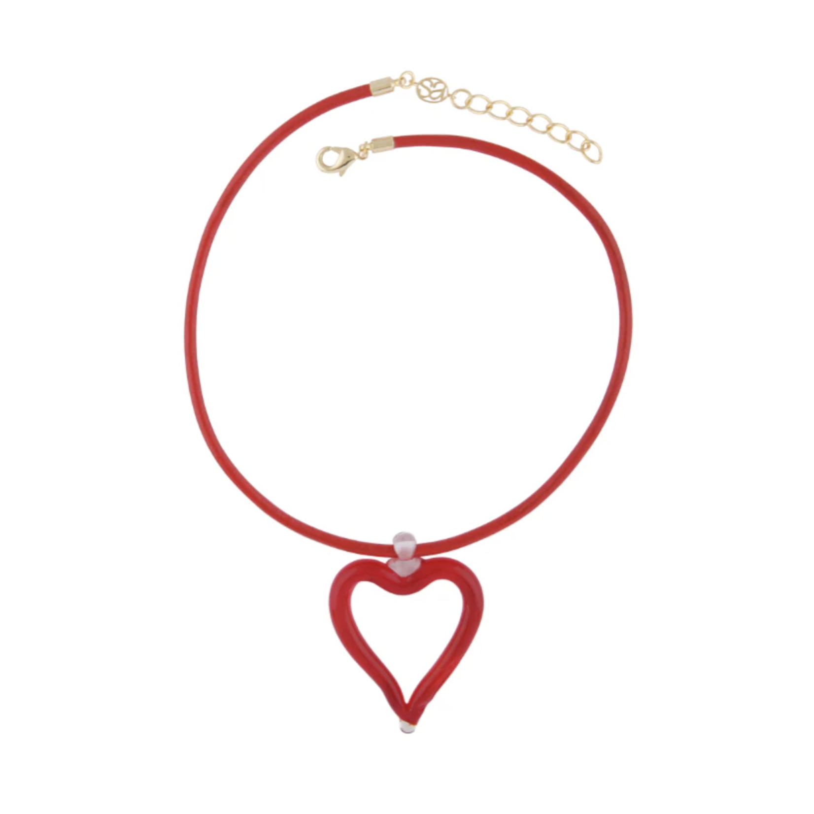 Sandralexandra XL Heart of Glass Red Leather Cord Necklace