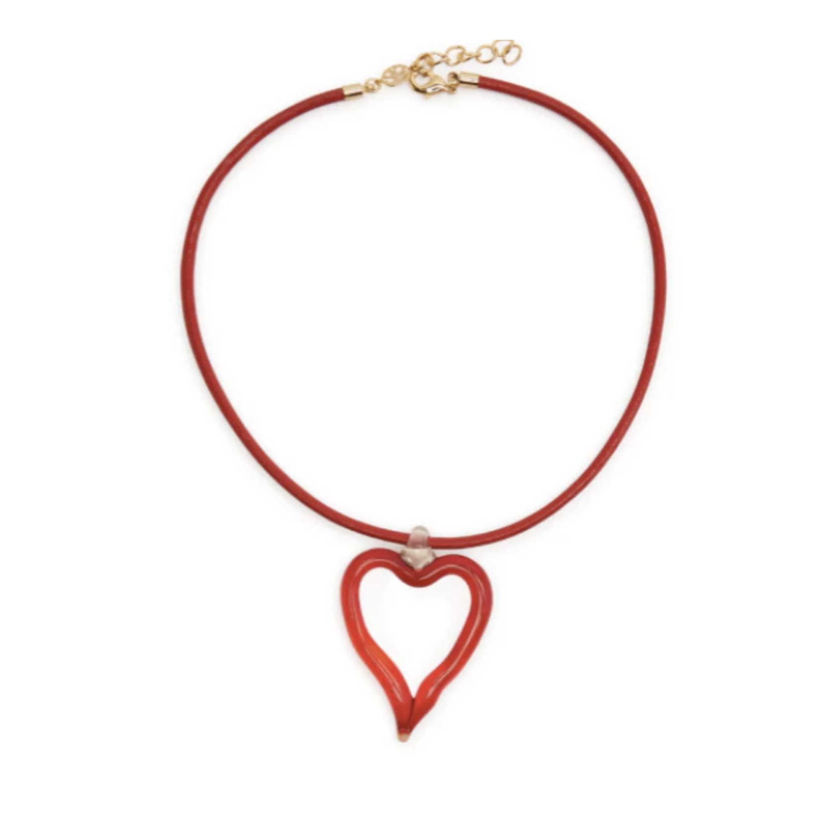 Sandralexandra XL Heart of Glass Red Leather Cord Necklace