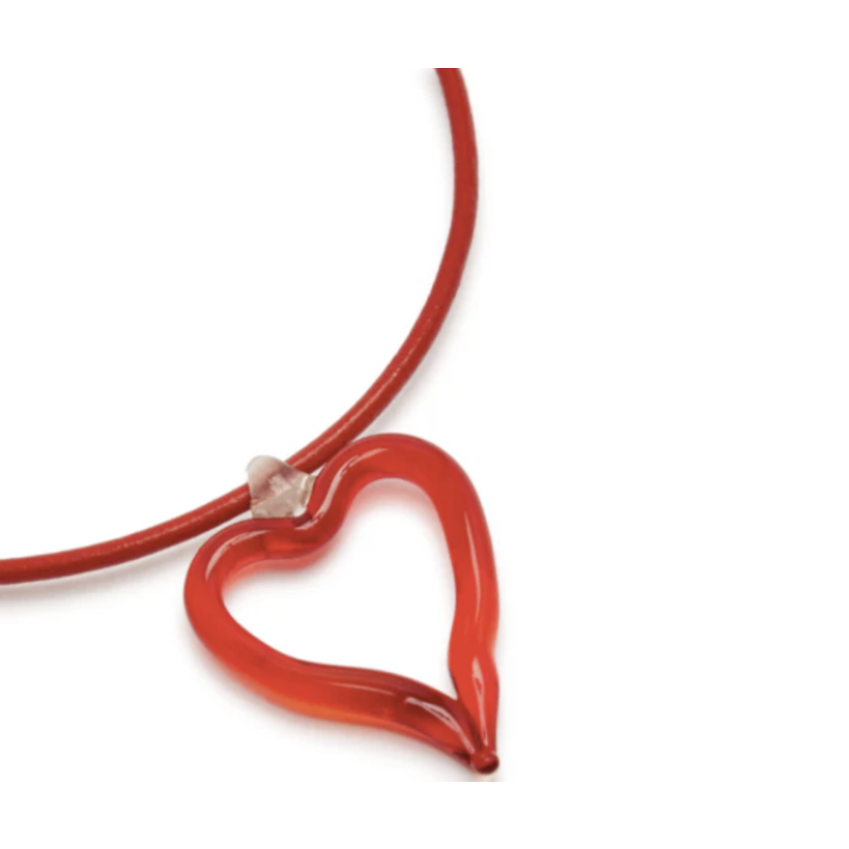 Sandralexandra XL Heart of Glass Red Leather Cord Necklace