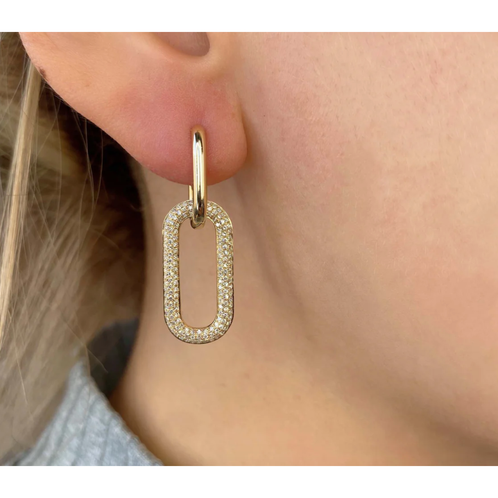 Jill Alberts Diamond Pave Link Earrings
