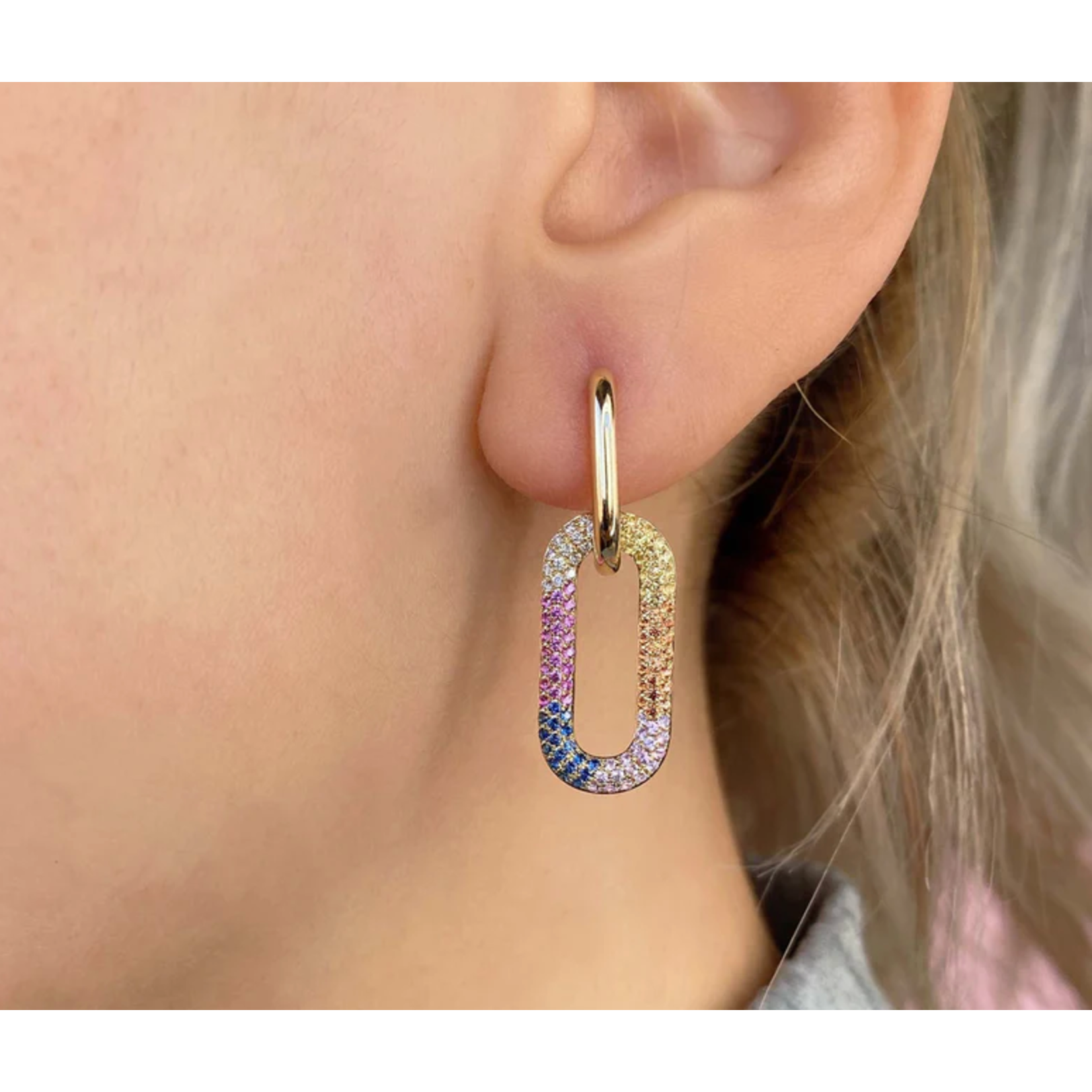 Jill Alberts Multicolor Stone Link Earrings