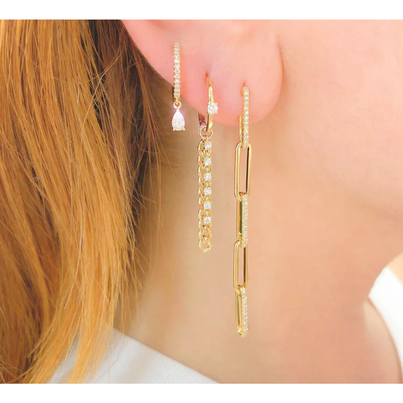 Jill Alberts Diamond Link Huggie Earrings