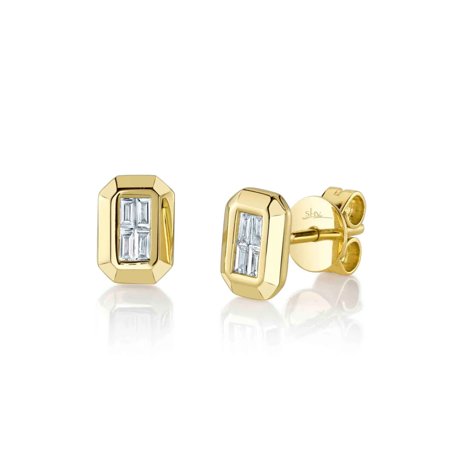 Jill Alberts Diamond Baguette Geo Cut Stud Earrings