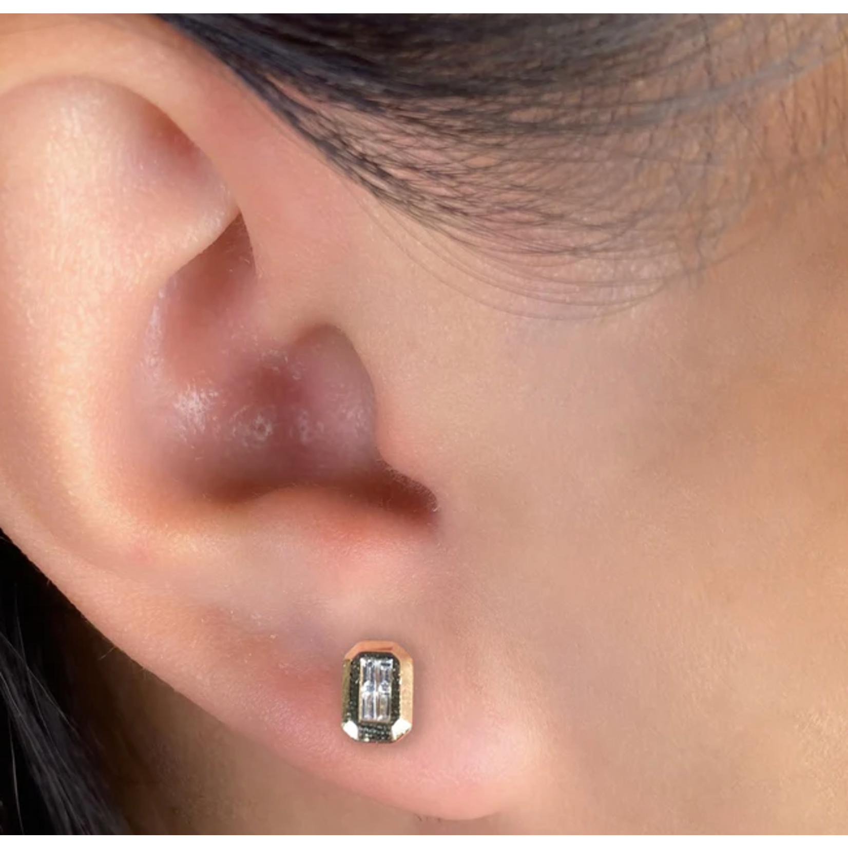 Jill Alberts Diamond Baguette Geo Cut Stud Earrings