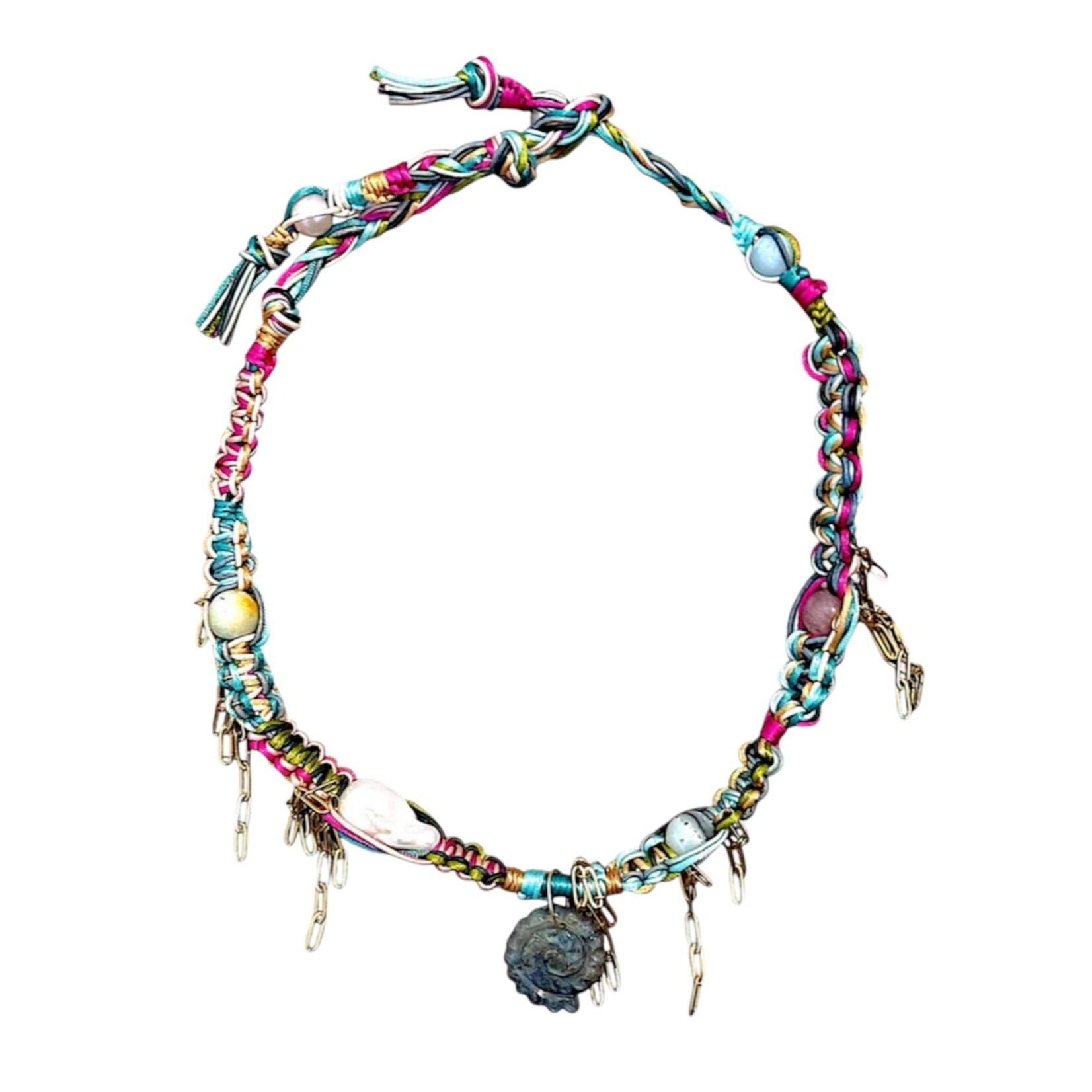 Joie DiGiovanni Dreamy Sunrise Sky Labradorite Glow Shell Rockstar Choker