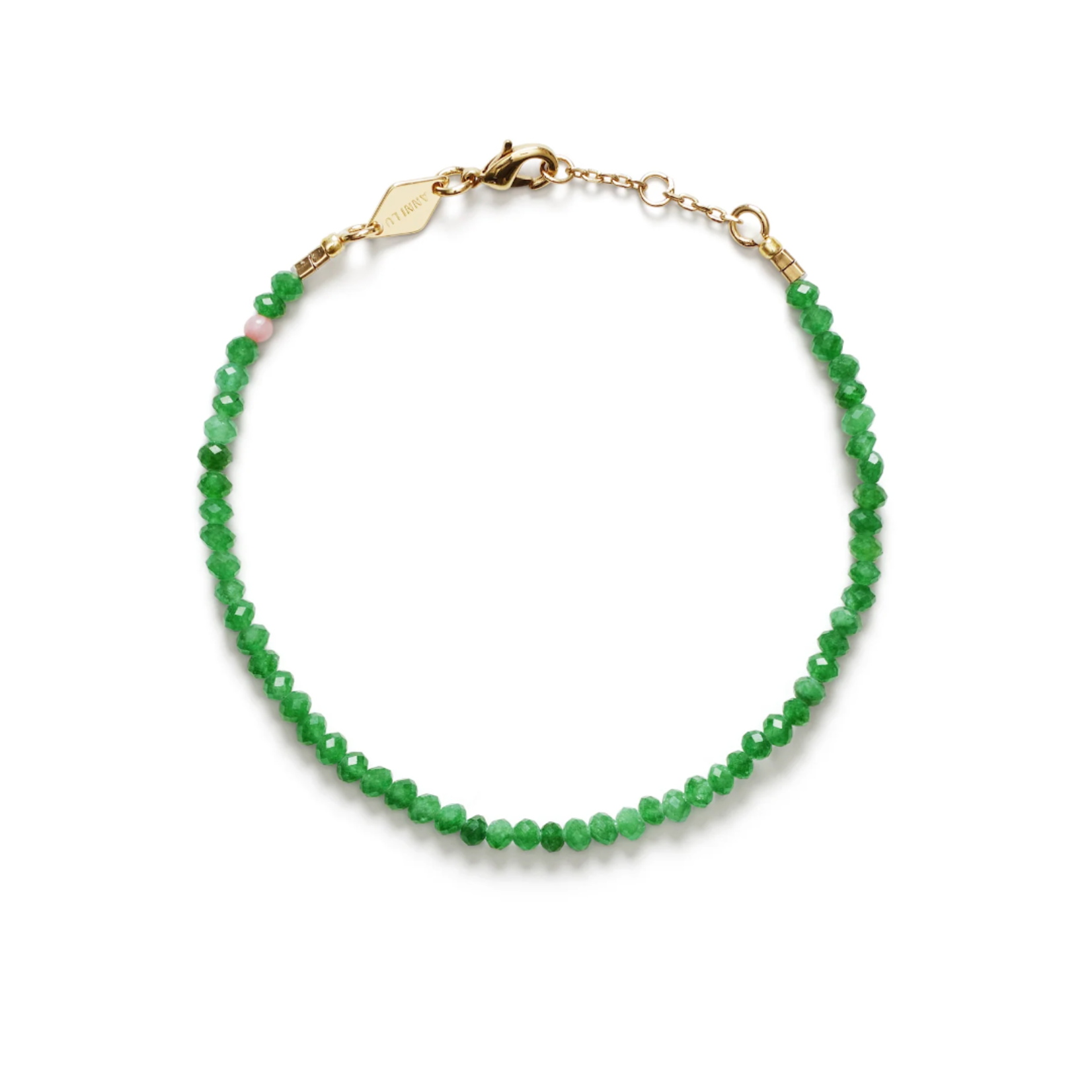Anni Lu Tan Line Bracelet- Green Jade
