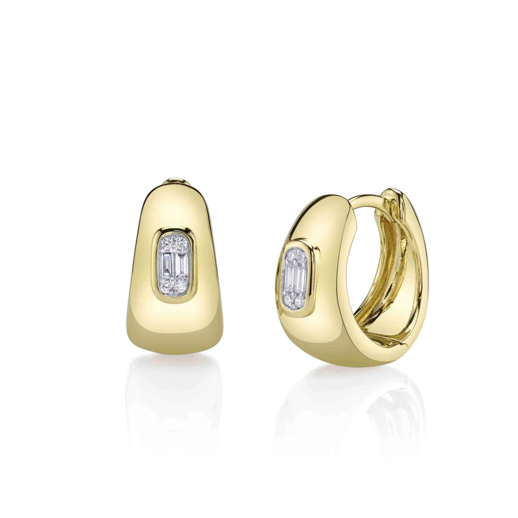 Jill Alberts Baguette Diamond Huggie Earrings