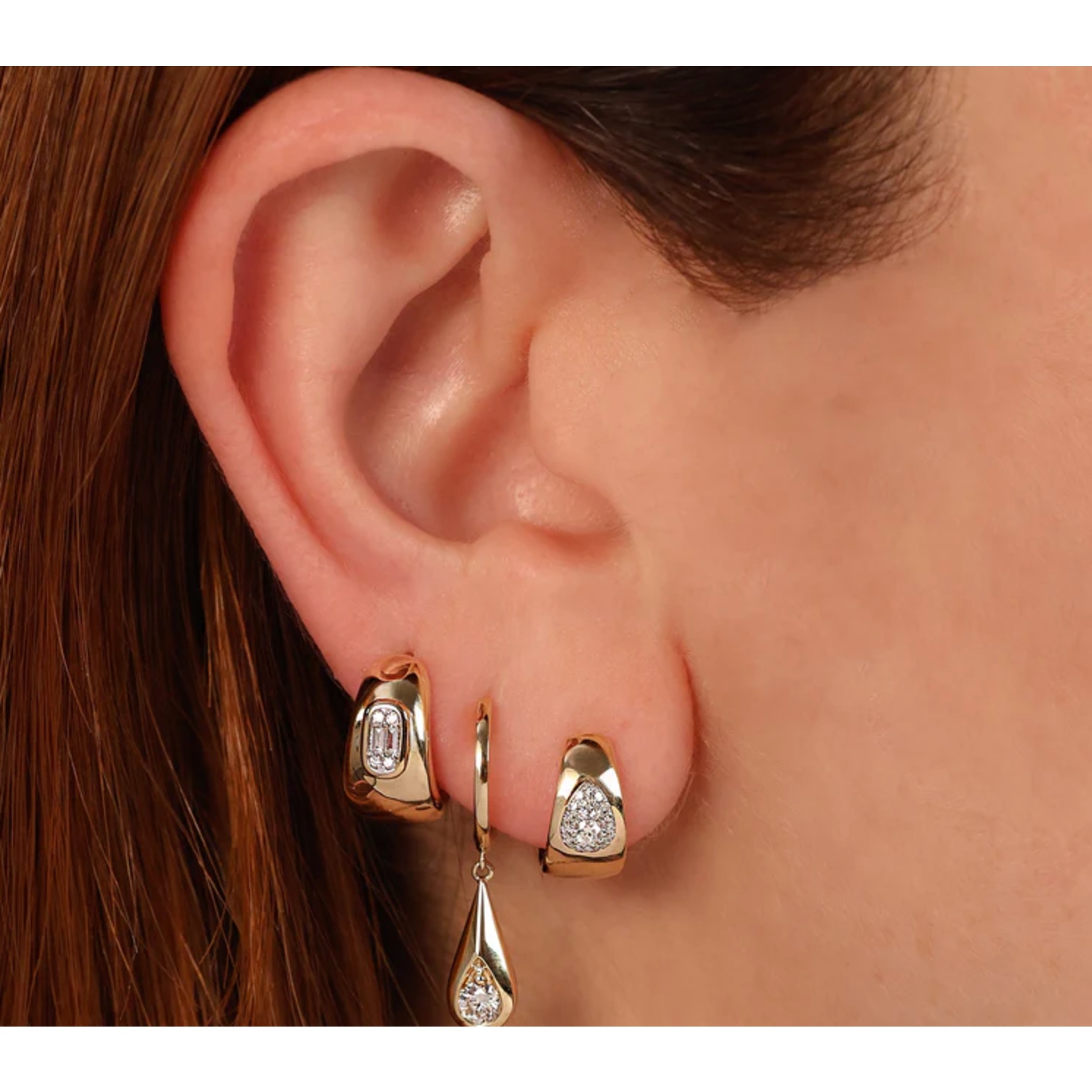 Jill Alberts Baguette Diamond Huggie Earrings