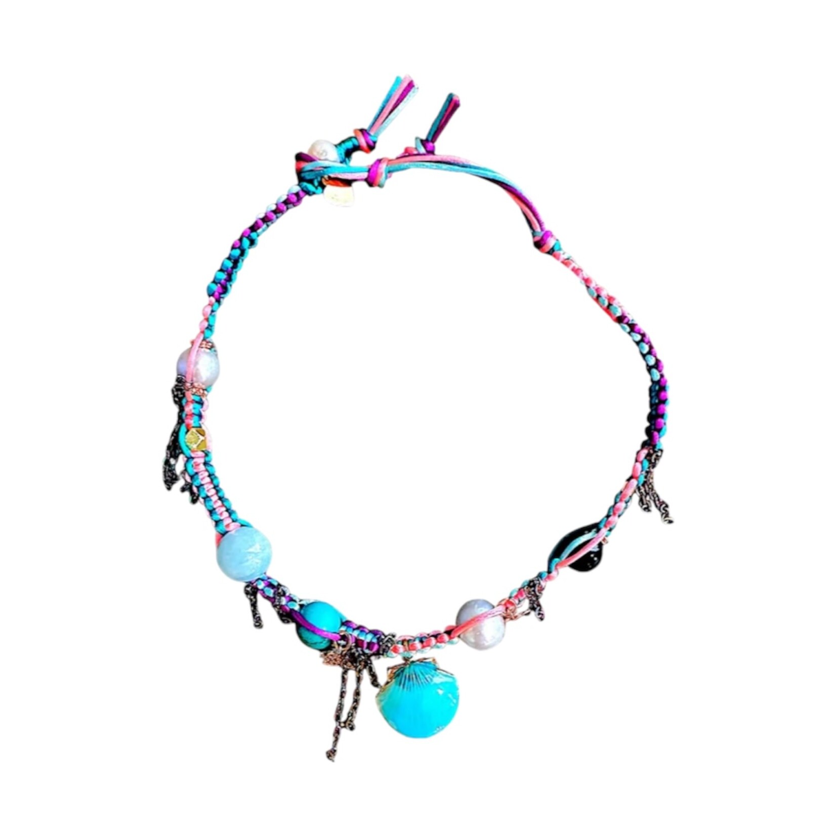 Joie DiGiovanni Turquoise Under the Sea Shell Lucky Charm Rockstar Choker