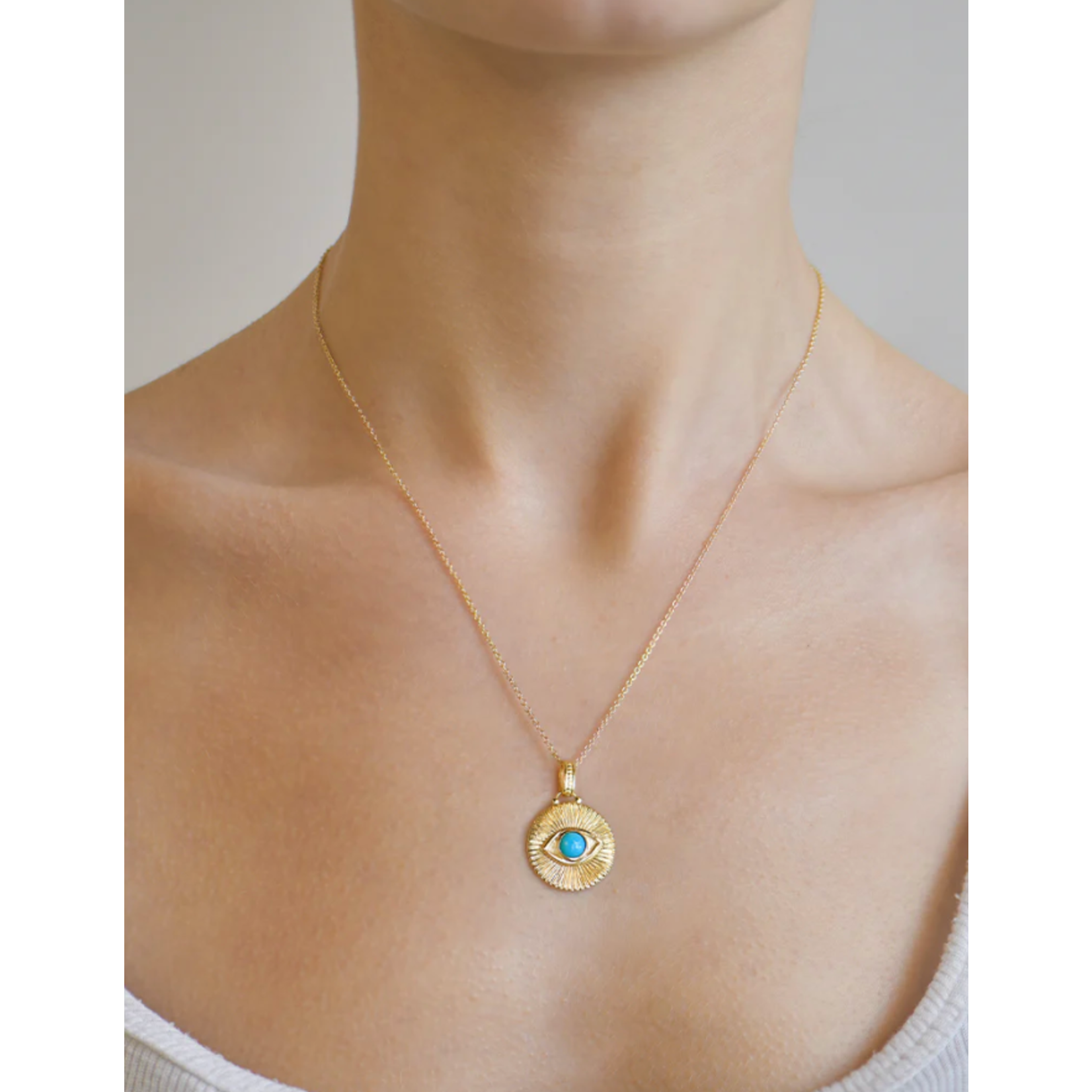 Anzie Classique Evil Eye Ripple Fluted Medallion