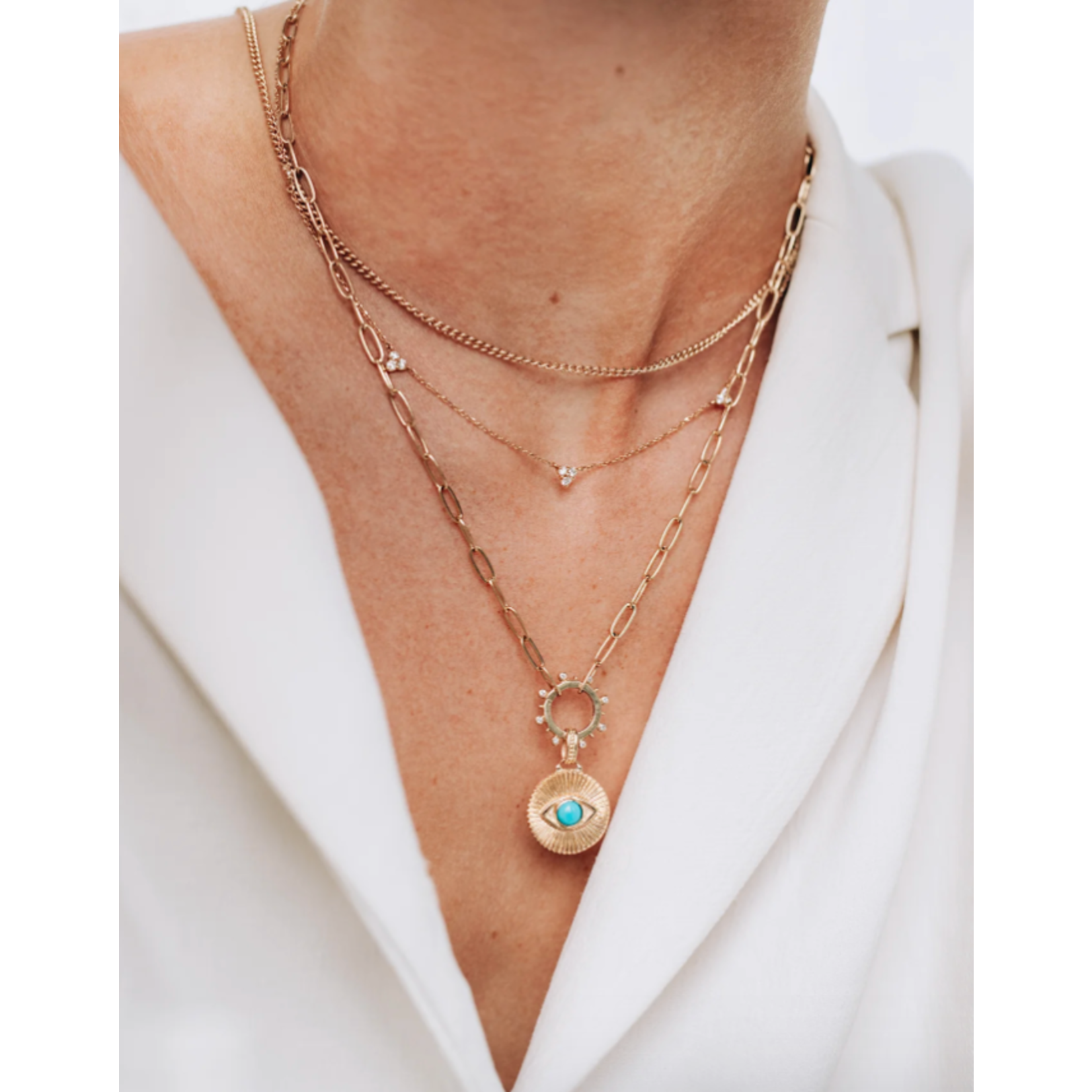 Anzie Classique Evil Eye Ripple Fluted Medallion