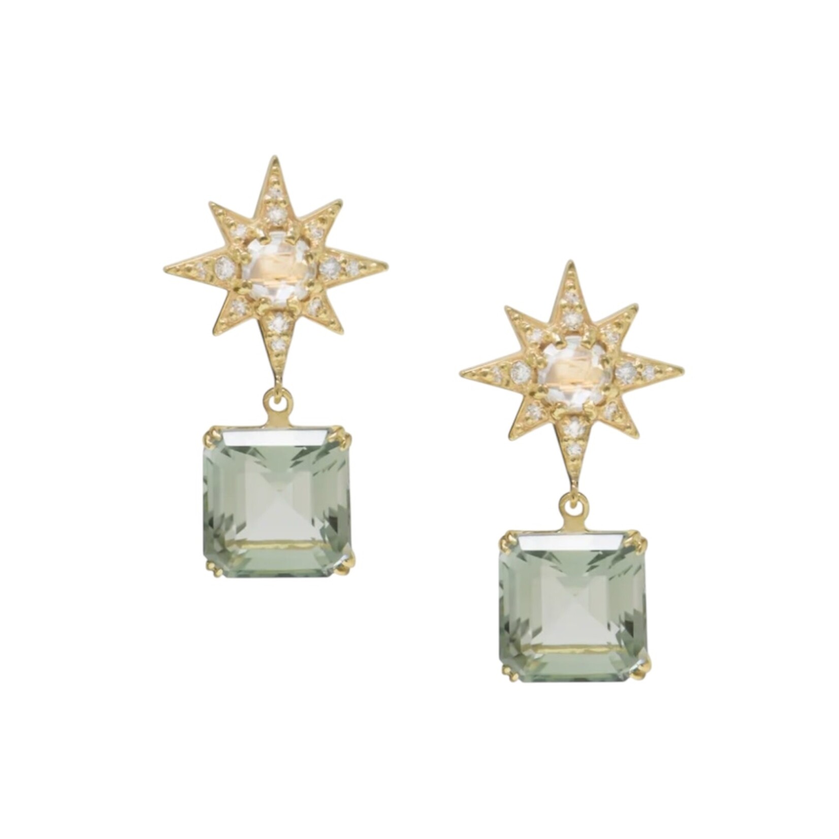 Anzie Aztec Starburst Asscher Cut Drop Earrings