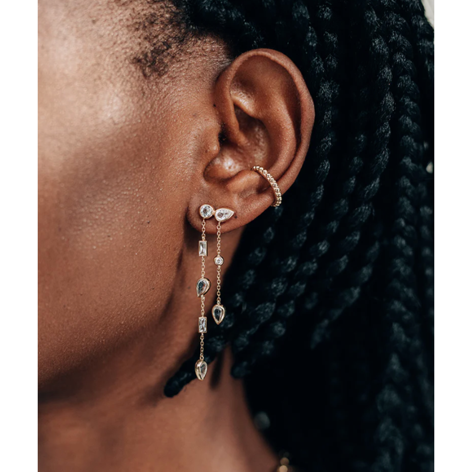 Anzie Celeste Baguette Linear Drop Earrings