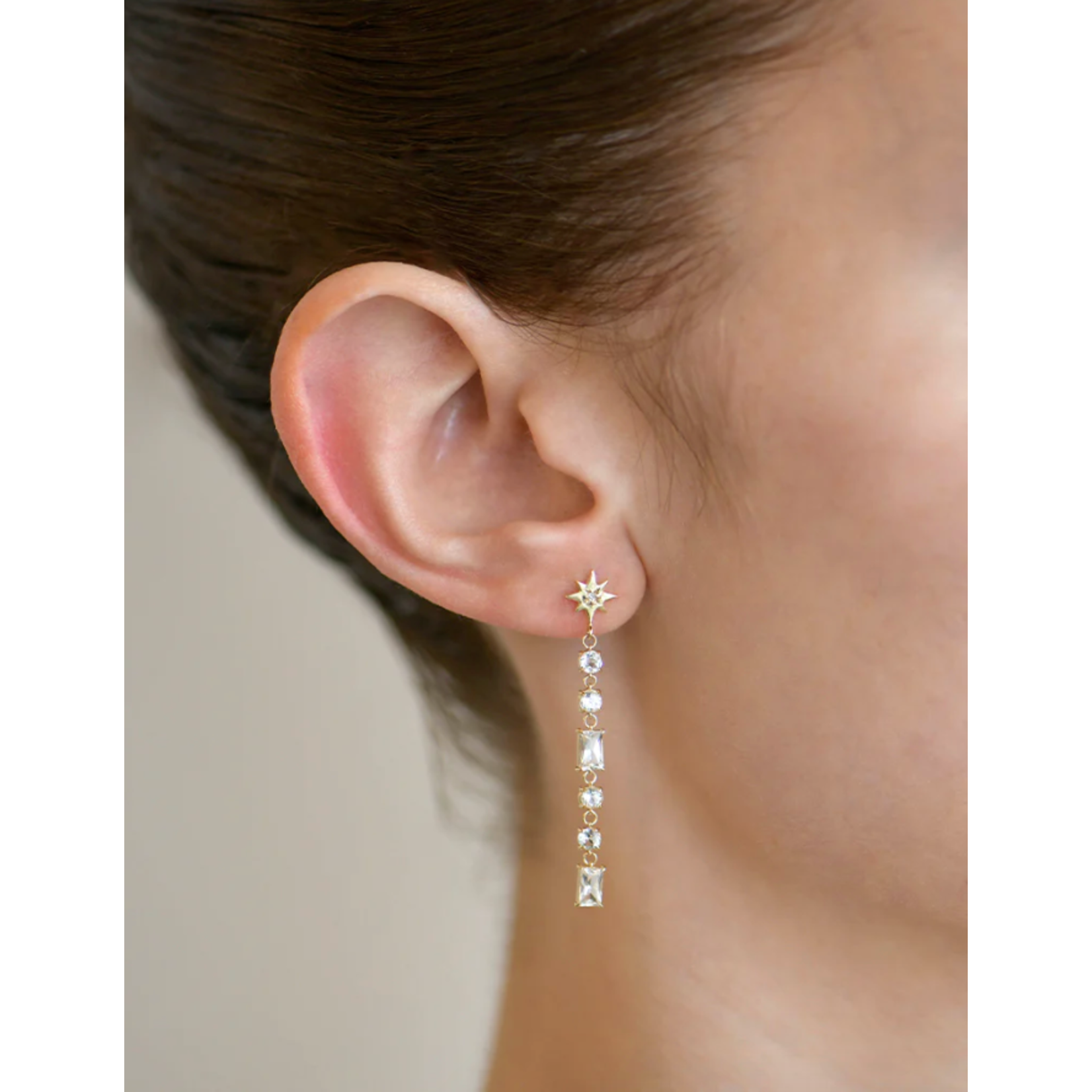 Anzie Celeste Baguette Linear Drop Earrings