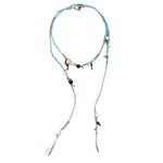 Joie DiGiovanni Blue Summer Sky Pearl Lapis Gold Lucky Charm Silk Rocker Lariat