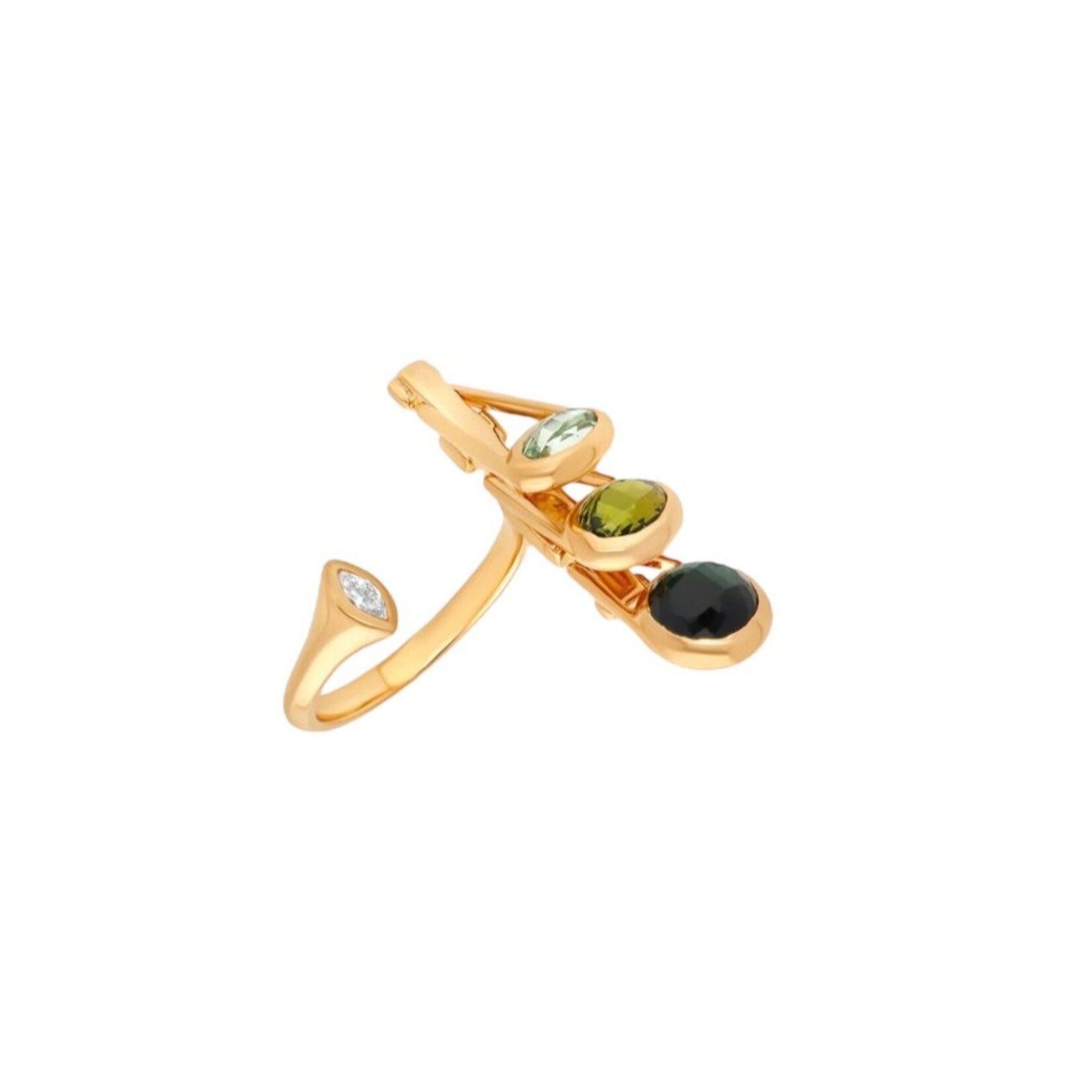 Marie Mas Petite Dancing Open Ring Citrine & Green Tourmaline