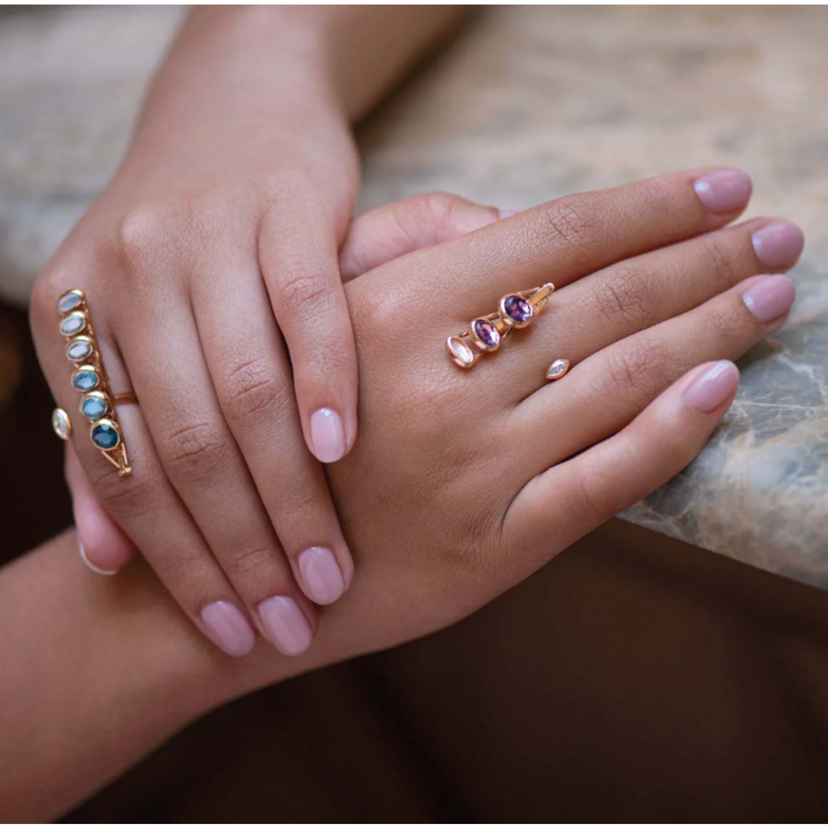 Marie Mas Petite Dancing Open Ring Amethyst & Topaz