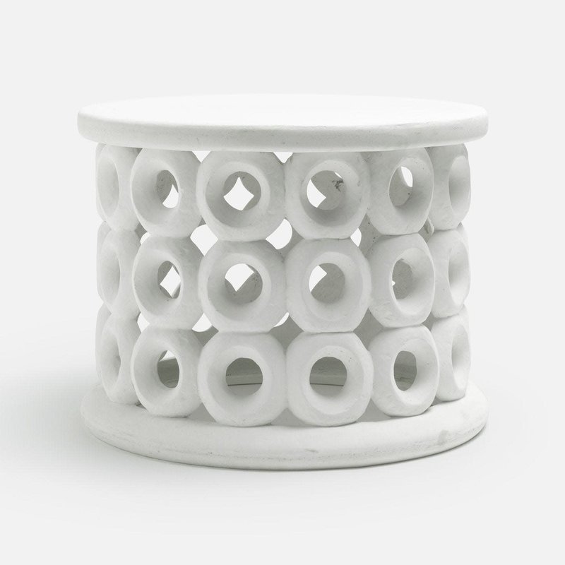 Made Goods Dagen White Indoor/Outdoor Reconstituted Stone Side Table