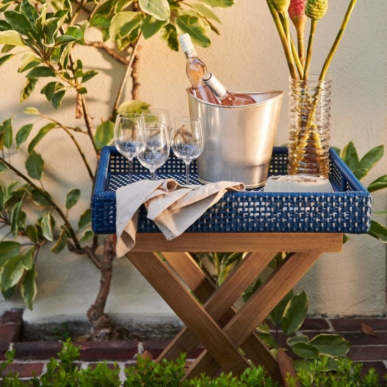 Made Goods Avanna Faux Wicker/Teak Side Table