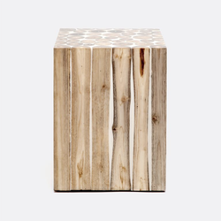 Made Goods Natural Teak & White Resin Accent Table