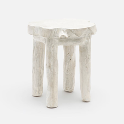 Made Goods Whitewashed Teak Wood Stool 16"D x 18"H