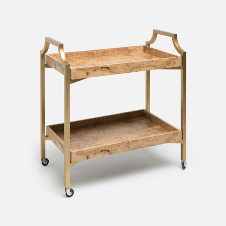 Made Goods Montaro Olive Ash Veneer Bar Cart