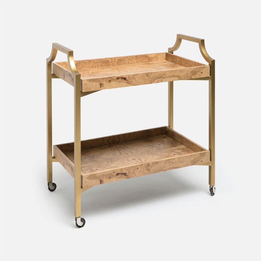 Made Goods Montaro Olive Ash Veneer Bar Cart