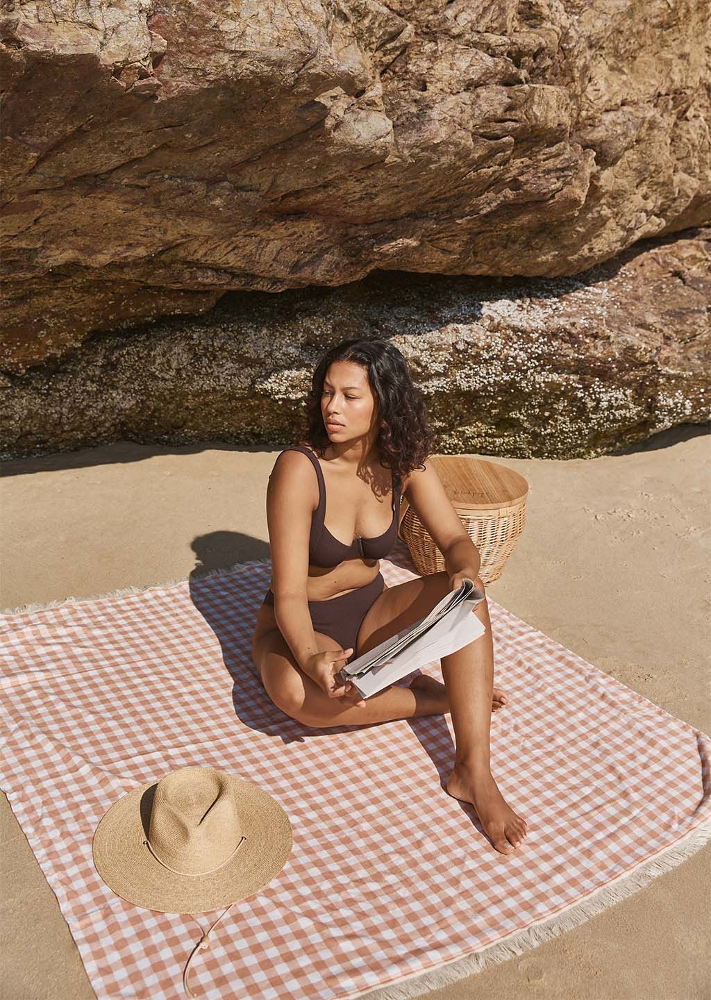 The Beach People Gingham Travel Towel