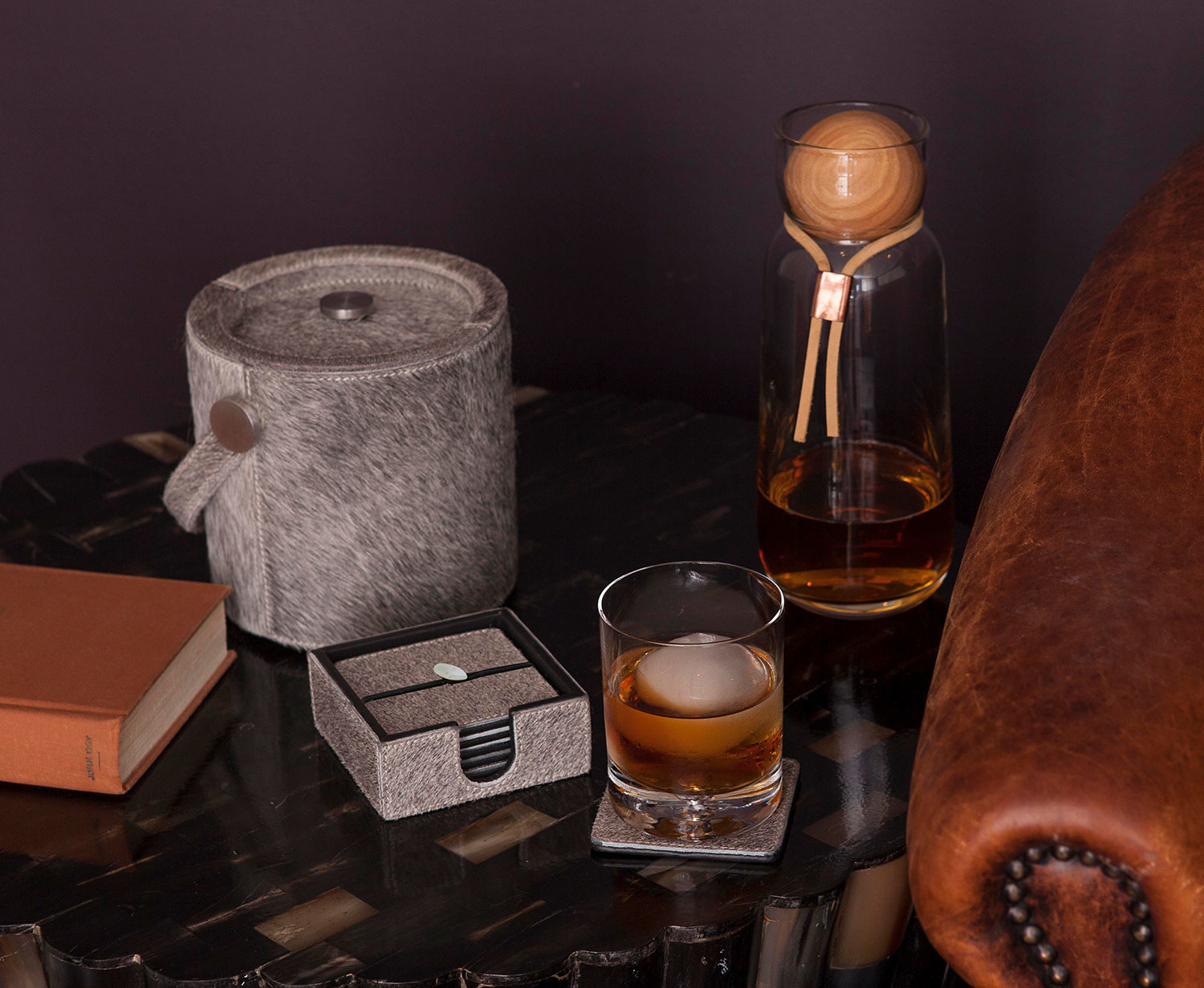 Blue Pheasant Gray Hair-on-Hide Cocktail Shaker