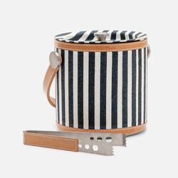 Blue Pheasant Hamilton Striped Canvas Ice Bucket & Tongs
